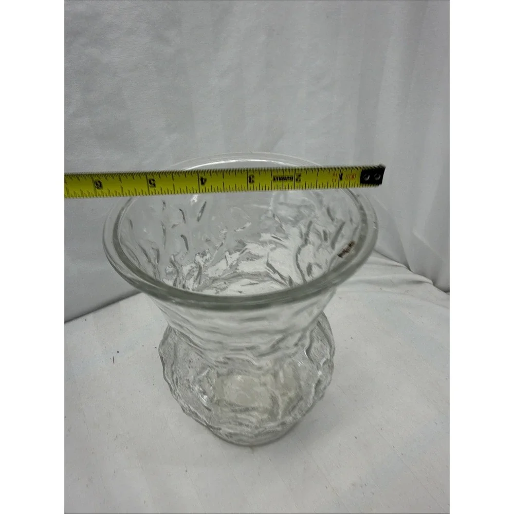 Vintage E.O. Brody Clear Glass Textured Flower Vase Medium Size in Excellent Con